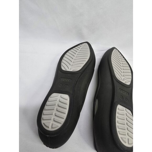 Crocs Shoes Womens 6 Rio Ballet Flats Black Comfort Slip On Pointed Toe - Picture 6 of 8